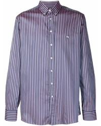 Chemise à manches longues à rayures verticales bleu marine et blanc Etro