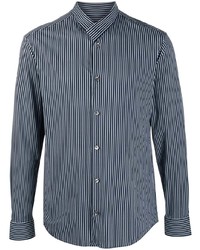 Chemise à manches longues à rayures verticales bleu marine et blanc Giorgio Armani