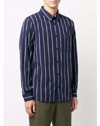 Chemise à manches longues à rayures verticales bleu marine et blanc A.P.C.