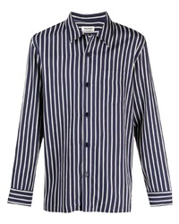 Chemise à manches longues à rayures verticales bleu marine et blanc Zadig & Voltaire