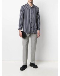 Chemise à manches longues à rayures verticales bleu marine et blanc Zadig & Voltaire