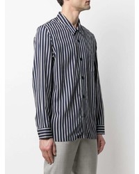 Chemise à manches longues à rayures verticales bleu marine et blanc Zadig & Voltaire