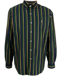 Chemise à manches longues à rayures verticales bleu marine et vert Polo Ralph Lauren