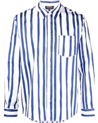 Chemise à manches longues à rayures verticales bleu marine A.P.C.