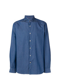 Chemise à manches longues à rayures verticales bleu marine Al Duca D’Aosta 1902
