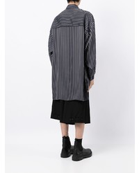 Chemise à manches longues à rayures verticales bleu marine Yohji Yamamoto