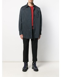 Chemise à manches longues à rayures verticales bleu marine Acne Studios