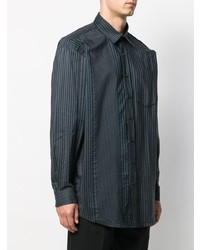 Chemise à manches longues à rayures verticales bleu marine Acne Studios