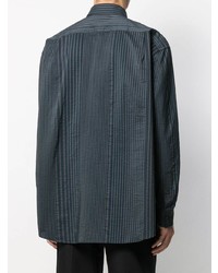 Chemise à manches longues à rayures verticales bleu marine Acne Studios