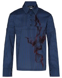 Chemise à manches longues à rayures verticales bleu marine AV Vattev