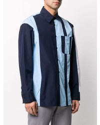 Chemise à manches longues à rayures verticales bleu marine Marni