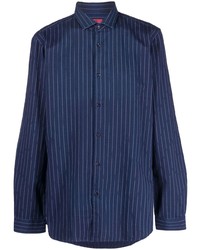 Chemise à manches longues à rayures verticales bleu marine BOSS
