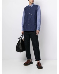 Chemise à manches longues à rayures verticales bleu marine Junya Watanabe