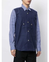 Chemise à manches longues à rayures verticales bleu marine Junya Watanabe