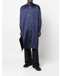 Chemise à manches longues à rayures verticales bleu marine Comme Des Garcons Homme Plus