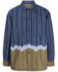 Chemise à manches longues à rayures verticales bleu marine Henrik Vibskov