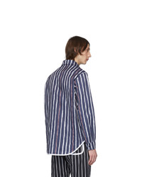 Chemise à manches longues à rayures verticales bleu marine Daniel W. Fletcher