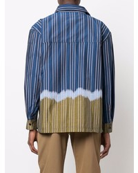 Chemise à manches longues à rayures verticales bleu marine Henrik Vibskov