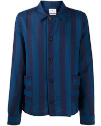 Chemise à manches longues à rayures verticales bleu marine PS Paul Smith