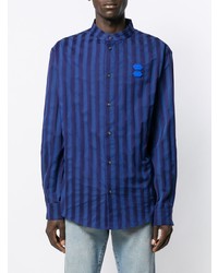 Chemise à manches longues à rayures verticales bleu marine Off-White