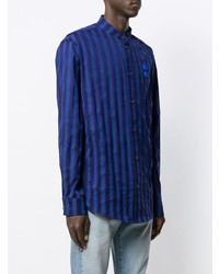 Chemise à manches longues à rayures verticales bleu marine Off-White