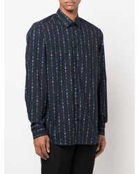Chemise à manches longues à rayures verticales bleu marine Etro
