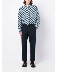 Chemise à manches longues à rayures verticales bleu marine Kenzo