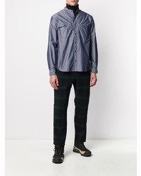 Chemise à manches longues à rayures verticales bleu marine Woolrich