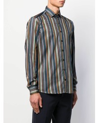 Chemise à manches longues à rayures verticales bleu marine Etro