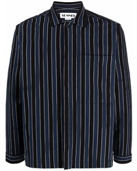 Chemise à manches longues à rayures verticales bleu marine Sunnei