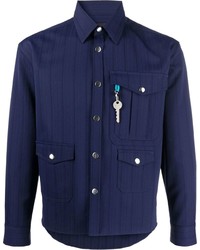 Chemise à manches longues à rayures verticales bleu marine Viktor & Rolf