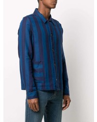 Chemise à manches longues à rayures verticales bleu marine PS Paul Smith