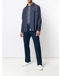 Chemise à manches longues à rayures verticales bleu marine A.P.C.