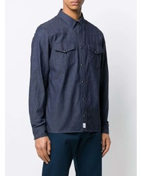 Chemise à manches longues à rayures verticales bleu marine A.P.C.