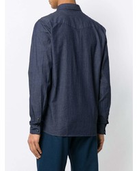 Chemise à manches longues à rayures verticales bleu marine A.P.C.