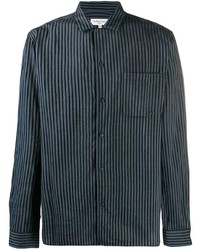 Chemise à manches longues à rayures verticales bleu marine YMC