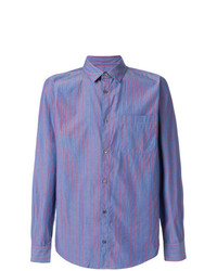 Chemise à manches longues à rayures verticales bleue A.P.C.