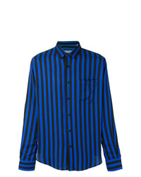 Chemise à manches longues à rayures verticales bleue AMI Alexandre Mattiussi