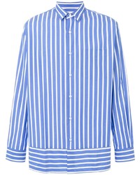 Chemise à manches longues à rayures verticales bleue Ami Paris