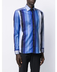 Chemise à manches longues à rayures verticales bleue Etro