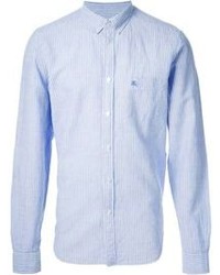 Chemise à manches longues à rayures verticales bleue Burberry