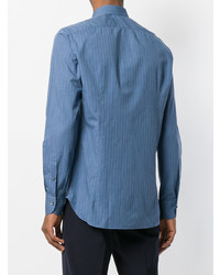 Chemise à manches longues à rayures verticales bleue Boglioli