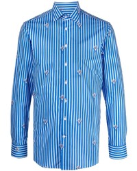 Chemise à manches longues à rayures verticales bleue Etro
