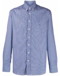 Chemise à manches longues à rayures verticales bleue Etro