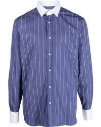 Chemise à manches longues à rayures verticales bleue Filippa K