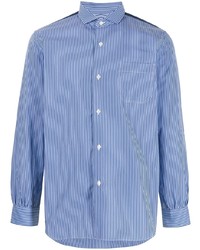Chemise à manches longues à rayures verticales bleue Junya Watanabe MAN