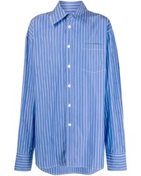 Chemise à manches longues à rayures verticales bleue Marni