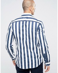 Chemise à manches longues à rayures verticales bleue Asos