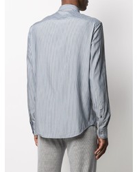 Chemise à manches longues à rayures verticales bleue Emporio Armani