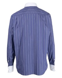 Chemise à manches longues à rayures verticales bleue Filippa K